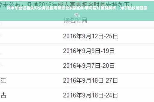 高中毕业证丢失对公务员报考及职业发展的影响与应对策略解析，知乎热议话题探讨。