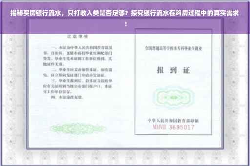 揭秘买房银行流水，只打收入类是否足够？探究银行流水在购房过程中的真实需求！