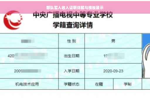 部队军人收入证明详解与模板展示