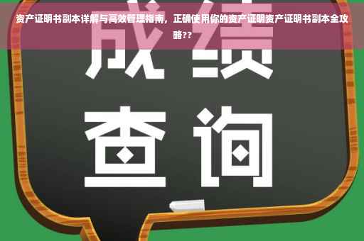 资产证明书副本详解与高效管理指南，正确使用你的资产证明资产证明书副本全攻略??