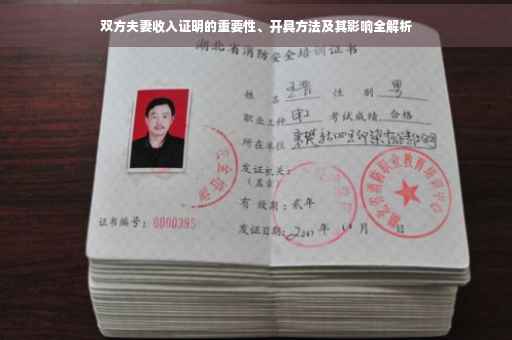 双方夫妻收入证明的重要性、开具方法及其影响全解析