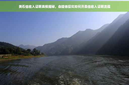黄石低收入证明真相揭秘，自媒体探究如何开具低收入证明流程