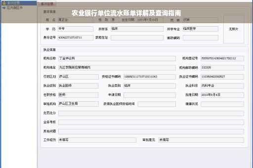 农业银行单位流水账单详解及查询指南