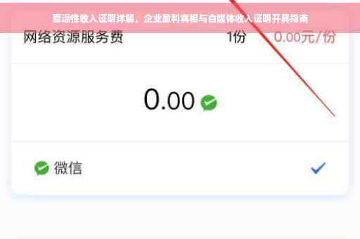 营运性收入证明详解，企业盈利真相与自媒体收入证明开具指南