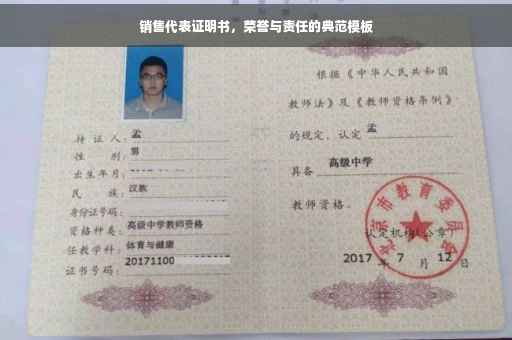 销售代表证明书，荣誉与责任的典范模板