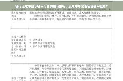 银行流水单显示名字与否的细节解析，流水单中是否包含名字信息？