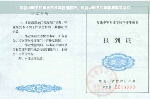 诊断证明书的重要性及其作用解析，诊断证明书的功能与意义探究