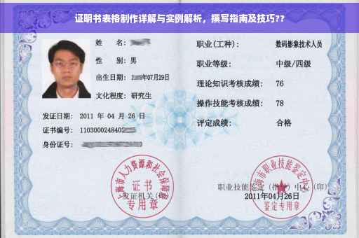 证明书表格制作详解与实例解析，撰写指南及技巧??