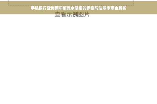 手机银行查询两年前流水明细的步骤与注意事项全解析