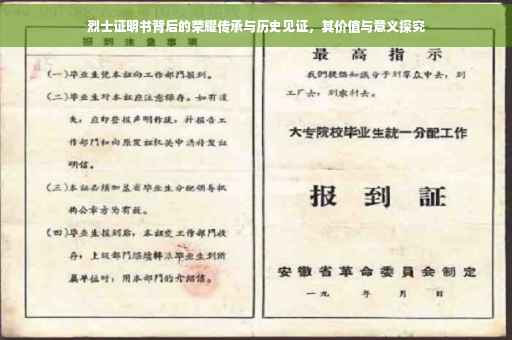 烈士证明书背后的荣耀传承与历史见证，其价值与意义探究