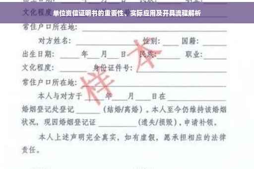 单位资信证明书的重要性、实际应用及开具流程解析
