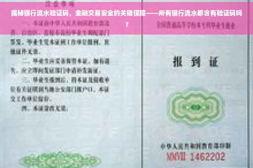 揭秘银行流水验证码，金融交易安全的关键保障——所有银行流水都含有验证码吗？