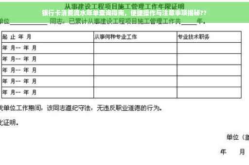 银行卡消费流水账单查询指南，便捷操作与注意事项揭秘??