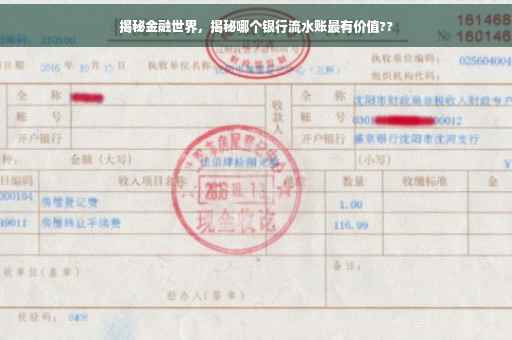 揭秘金融世界，揭秘哪个银行流水账最有价值??