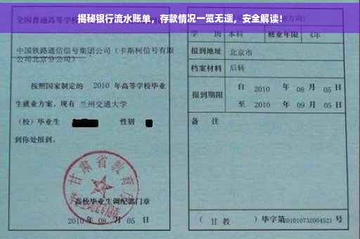 揭秘银行流水账单，存款情况一览无遗，安全解读！