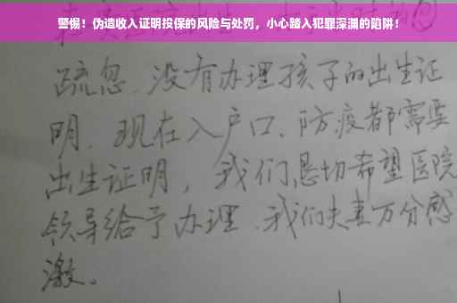 警惕！伪造收入证明投保的风险与处罚，小心踏入犯罪深渊的陷阱！
