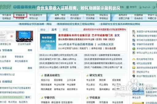 合伙生意收入证明指南，如何准确展示盈利状况