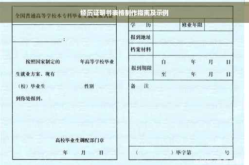经历证明书表格制作指南及示例