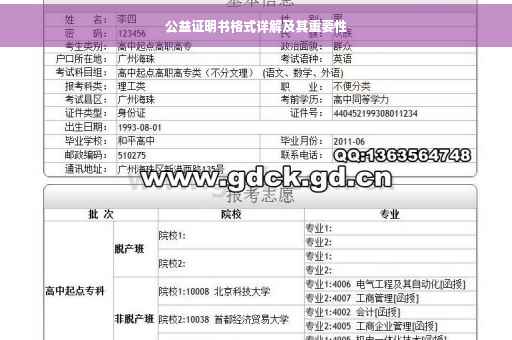 公益证明书格式详解及其重要性