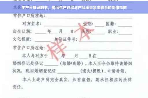 生产分析证明书，揭示生产过程与产品质量紧密联系的制作指南
