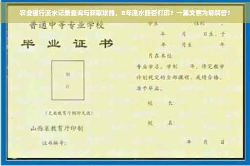 农业银行流水记录查询与获取攻略，8年流水能否打印？一篇文章为您解答！
