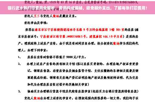 银行流水账打印费用全解析，费用构成揭秘，避免额外支出，了解每张打印费用！