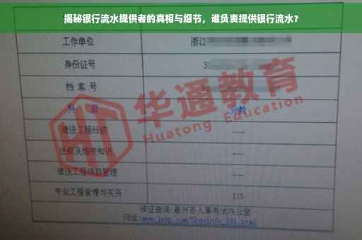 揭秘银行流水提供者的真相与细节，谁负责提供银行流水？