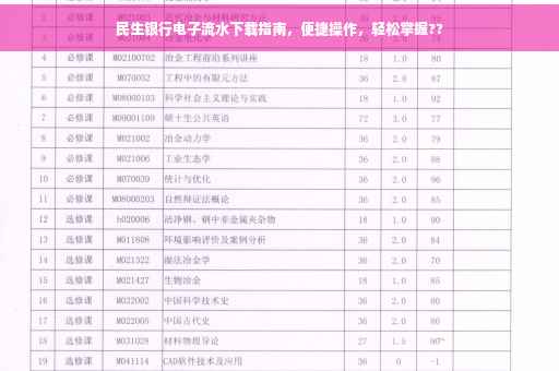 民生银行电子流水下载指南，便捷操作，轻松掌握??