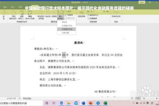 中国邮政银行流水样本图片，揭示现代化金融服务流程的秘密