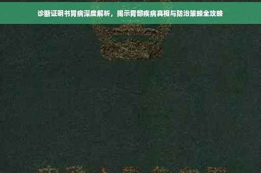 诊断证明书胃病深度解析，揭示胃部疾病真相与防治策略全攻略