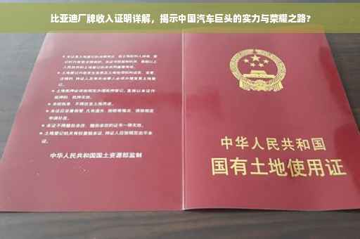比亚迪厂牌收入证明详解，揭示中国汽车巨头的实力与荣耀之路?