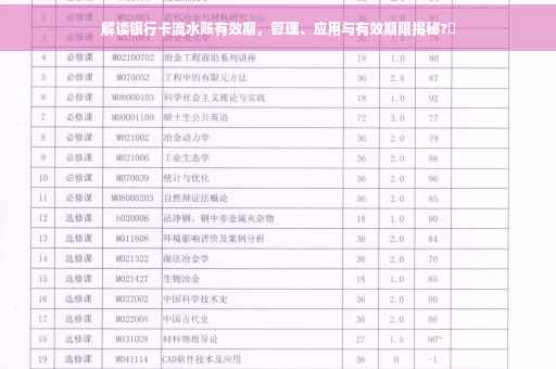 解读银行卡流水账有效期，管理、应用与有效期限揭秘?✨