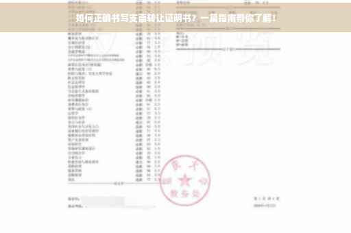 如何正确书写支票转让证明书？一篇指南带你了解！
