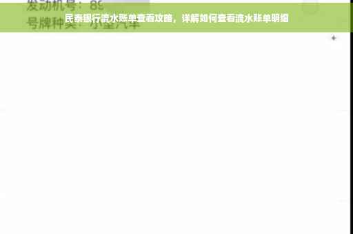 民泰银行流水账单查看攻略，详解如何查看流水账单明细