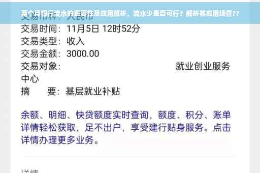 两个月银行流水的重要性及应用解析，流水少是否可行？解析其应用场景??