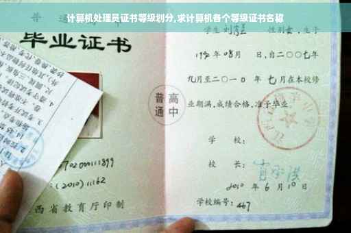 计算机处理员证书等级划分,求计算机各个等级证书名称