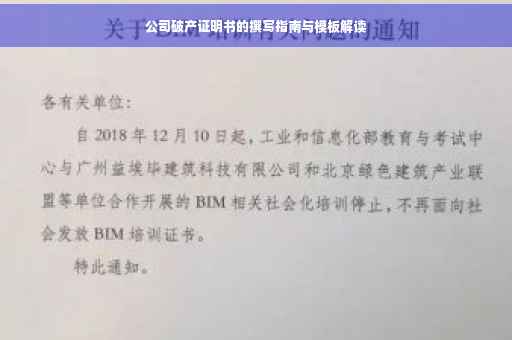 公司破产证明书的撰写指南与模板解读