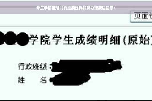 务工申请证明书的重要性详解及办理流程指南?