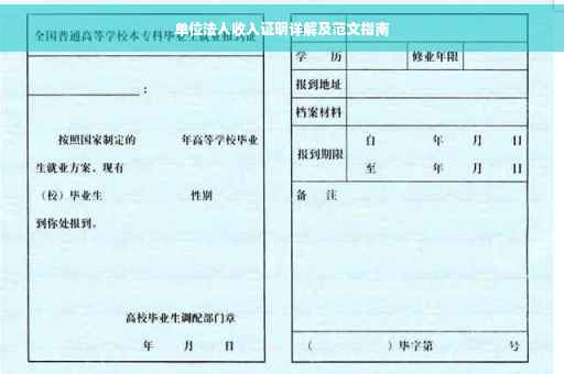 单位法人收入证明详解及范文指南