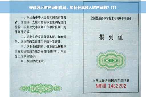 安徽收入财产证明详解，如何开具收入财产证明？???