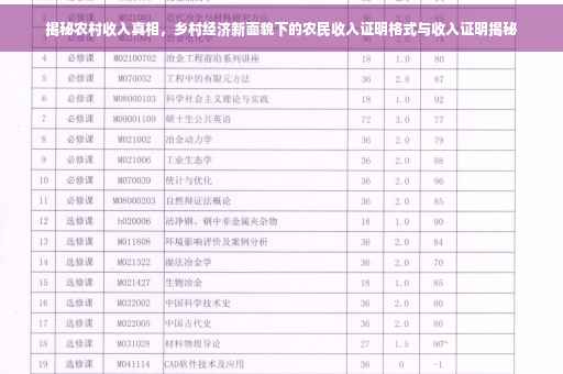 揭秘农村收入真相，乡村经济新面貌下的农民收入证明格式与收入证明揭秘