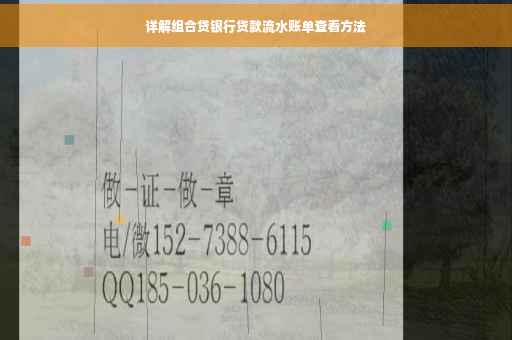详解组合贷银行贷款流水账单查看方法
