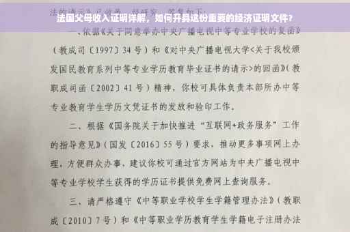 法国父母收入证明详解，如何开具这份重要的经济证明文件？