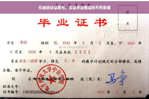 兄弟协议证明书，见证手足情深的不朽承诺