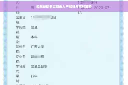 释放证明书过期未入户解析与应对策略