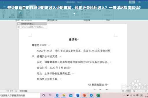 签证申请中的在职证明与收入证明详解，税前还是税后收入？一份详尽指南解读??