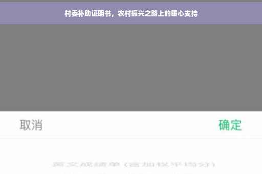 村委补助证明书，农村振兴之路上的暖心支持