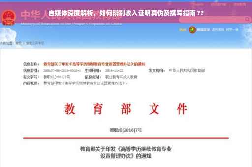 自媒体深度解析，如何辨别收入证明真伪及撰写指南 ??