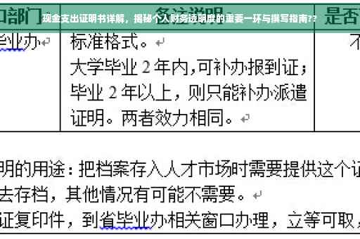 现金支出证明书详解，揭秘个人财务透明度的重要一环与撰写指南??