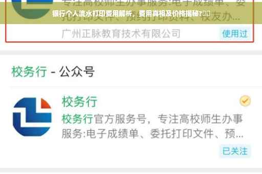 银行个人流水打印费用解析，费用真相及价格揭秘?⚡️